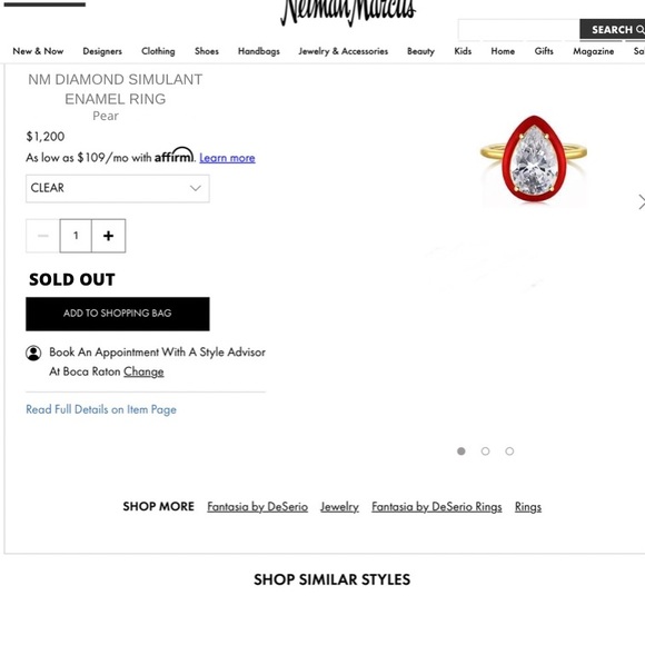 18k 2ct Enamel Pear Cut Ring - Picture 6 of 11